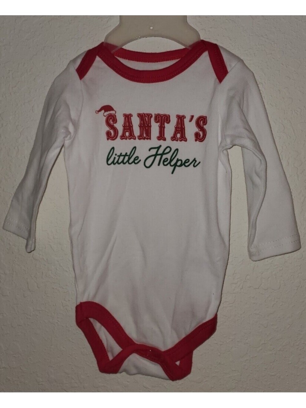 LITTLE TREASURES HOLIDAY SANTA'S LITTLE HELPER ONE PIECE BODYSUIT 0-3 MONTHS